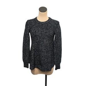 Athleta Sweater Womens Small‎ Black White Wool Blend Crewneck Pullover Knit Warm